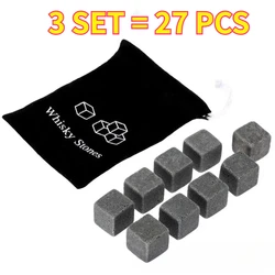 Premium Natural Granite Whiskey Stones | Elegant Ice Cube Alternatives for Chilled Drinks | Ideal for Weddings & Celebrations (3 SET)