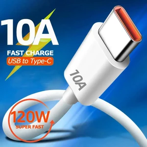 10A 120W Super Fast Charging USB Type C Cable for Huawei P40 P30 USB-C Phone Data Cord for Xiaomi 14 Redmi 13 12 Oneplus 11 POCO