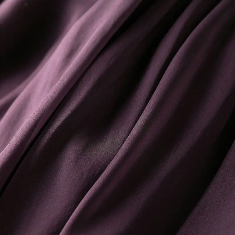 Women Silk Skirt 100% Mulberry Silk Purple With Double Lining Summer Beach Elastic Waist Vacation Skirts Office Lady Party MM795 3