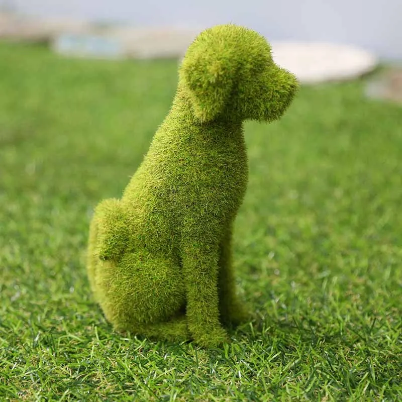Statues de chien en mousse verte, ornements de jardin, animaux, Figurines  de chiot, décoration d'extérieur - AliExpress