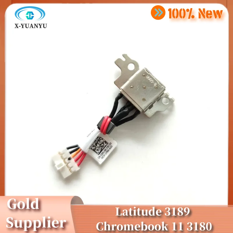 

New For Dell Latitude 3189 Chromebook 11 3180 Laptop DC IN Line DC Power Input Jack with Cable 0XNJ46 XNJ46