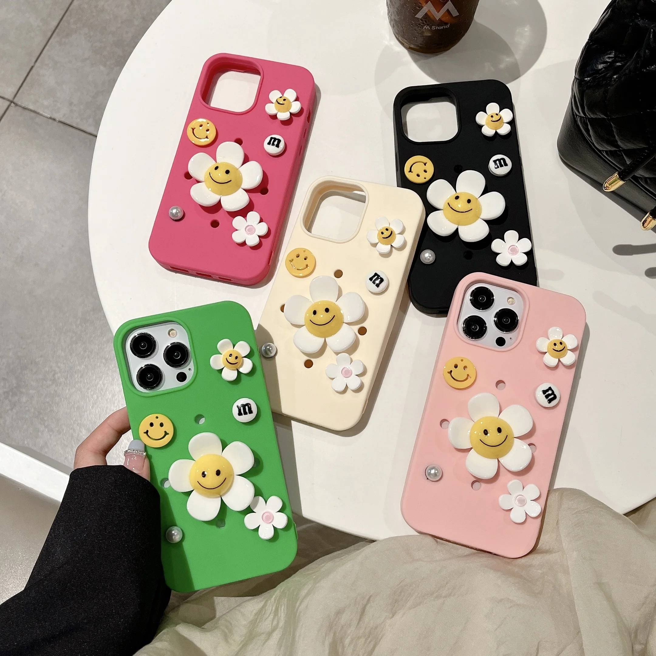

Чехол для iPhone 14 13 12 11 Pro Max, милый корейский Забавный однотонный Ударопрочный Мягкий чехол-накладка «сделай сам» с 3D цыпленком и отверстиями