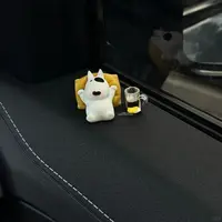 Bull Terrier Universal Car Accessories Interior Adorable Dashboard Figurine with Relaxed Pose Ornament for Tesla BMW Hyundai KIA 3