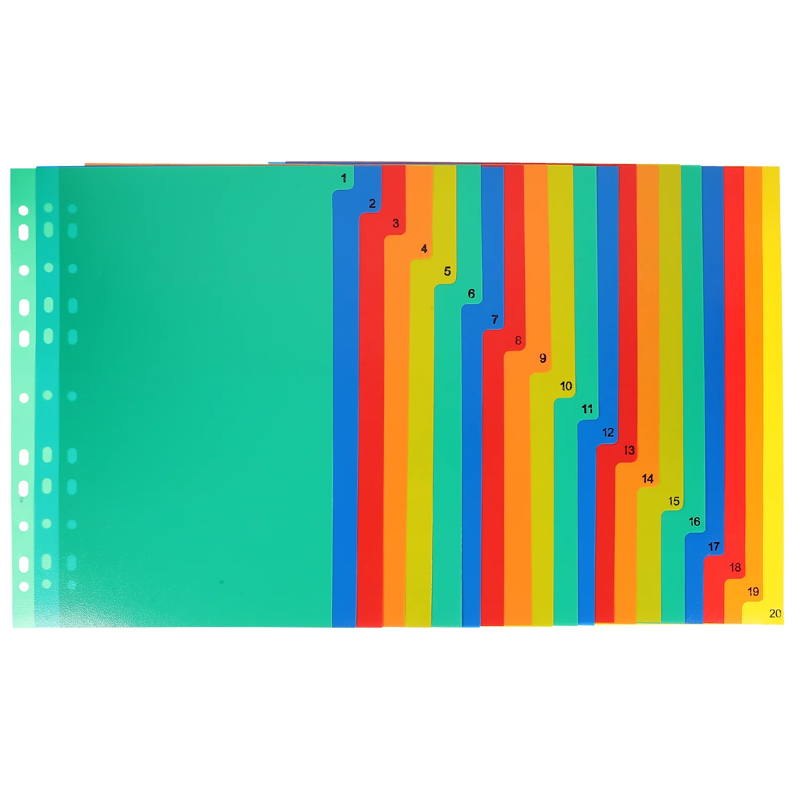 20 Pcs Tabbed File Dividers Binder Separator A4 Separated Loose Leaf Number Office