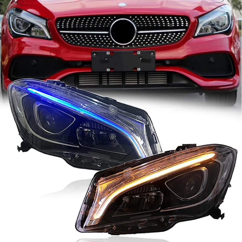 

for Mercedes-Benz W117 CLA Headlights 180 200 220 250 260 2013-2020 ALL LED DRL Turn Signal LED Lens Headlamps Blue Start