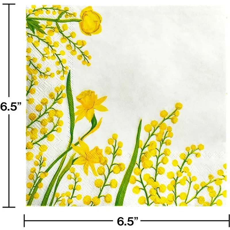 10/20pcs 33cm 2Ply Flower Style Colourful Printed Paper Napkin Yellow Flower Disposable Paper Placemat Butterfly Bone Bart