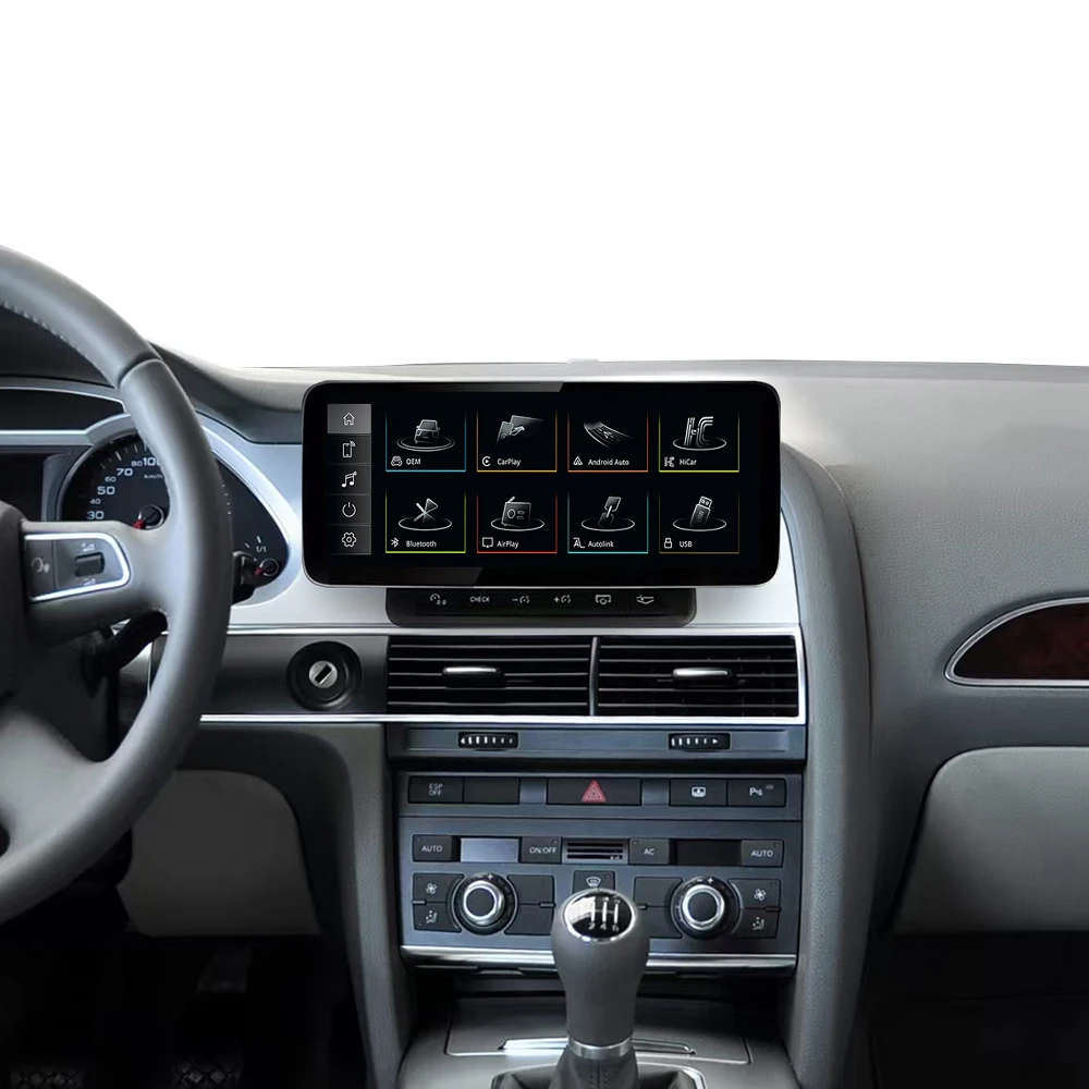 Radio de coche con pantalla digital de 12.3 pulgadas, Android 13, Carplay inalámbrico, GPS, navegador y reproductor, compatible con el sistema estéreo original de Audi A6 C6 2005-2009 5