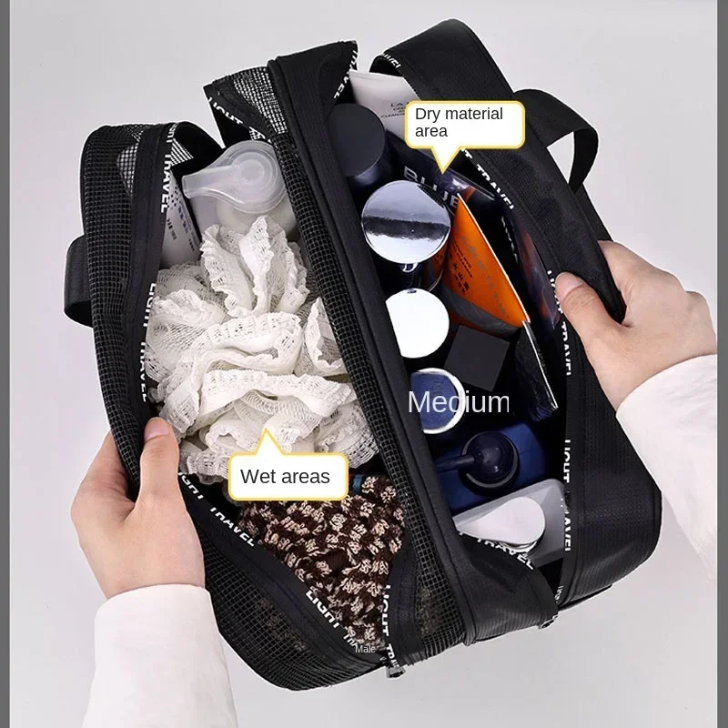 New Large capacity makeup bag dry wet separation double layer toiletry bag travel essential portable Cosmetics organizer 5
