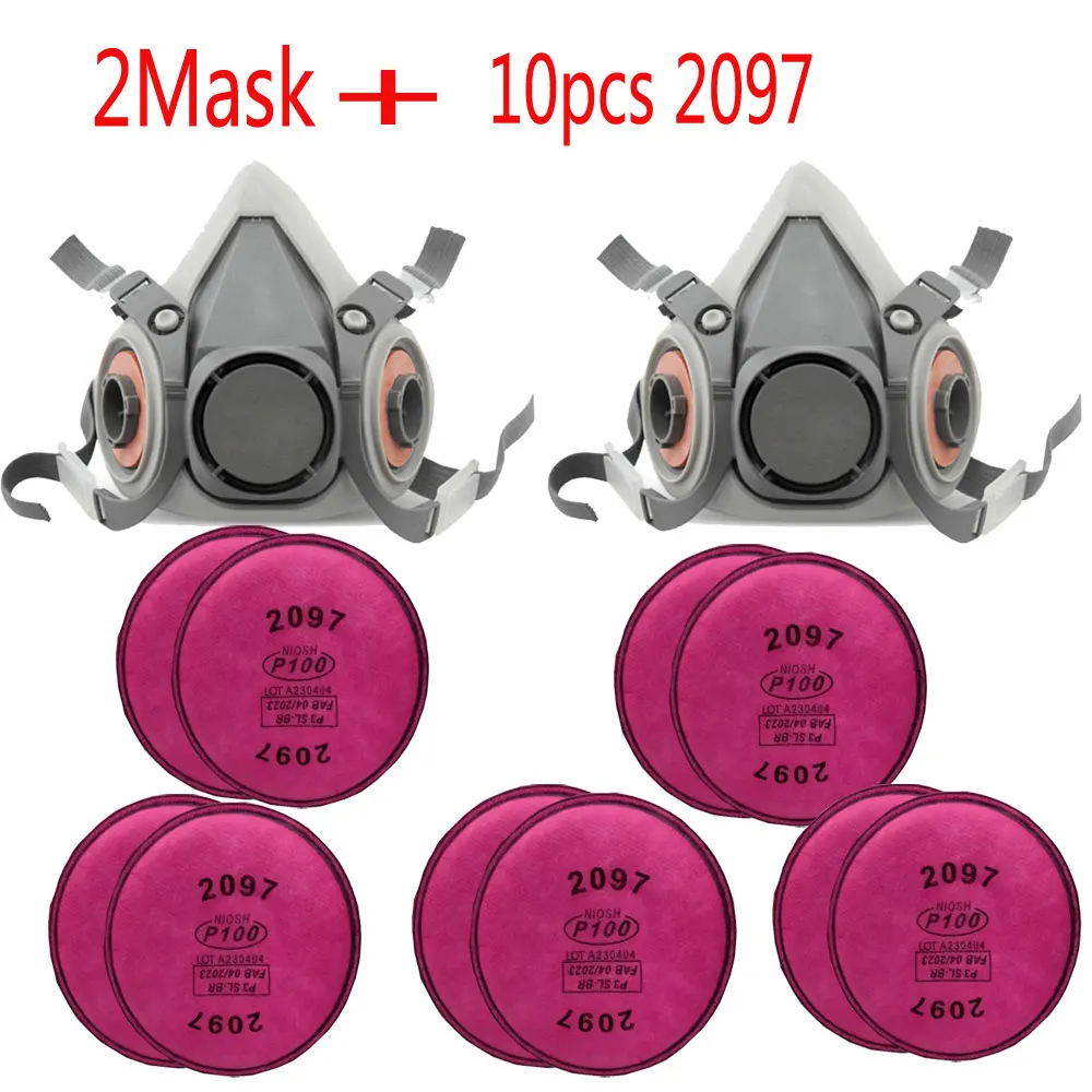 Cartouche filtrante 2097 démontrée sur masque anti-poussière, protection fiable pour travaux
