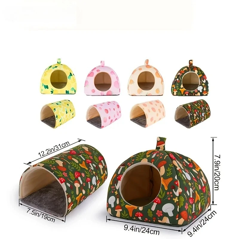 2PCS 햄스터 하우스 따뜻한 매트 부드러운 기니피그 둥지 작은 동물 수면 침대 토끼 다람쥐를위한 미니 케이지