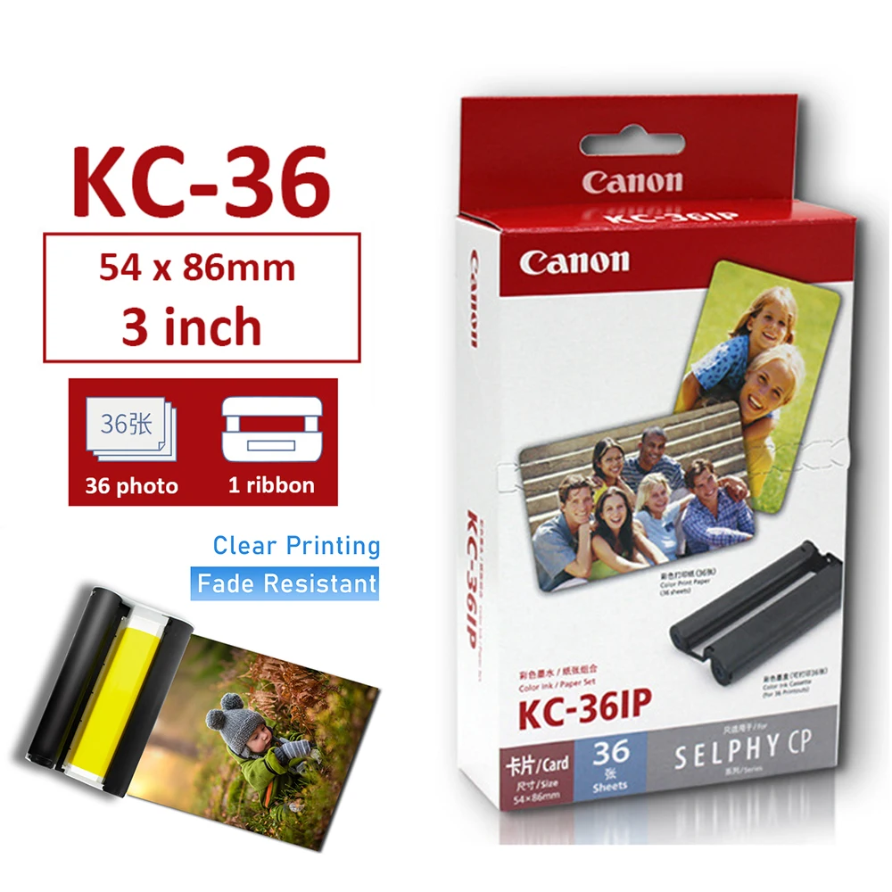 CanonPhotoPaperKC36IP54x86mm3InchColorInkCartridgeand36