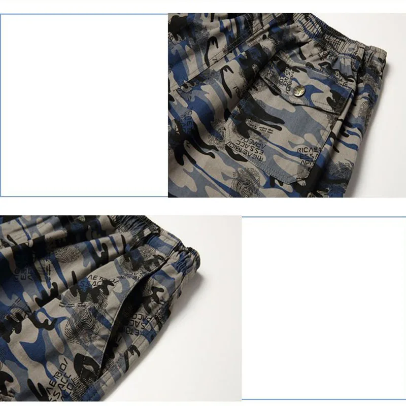 Streetwear Fashion Men Camouflage Casual Cargo Shorts Summer New Y2k Vintage Baggy Outdoor Sports Knee Lenght Straight Pants 4XL