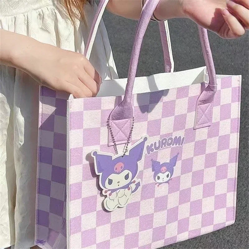 

Sanrio Kuromi ручная Сумочка с милым мультяшным коричным рисунком My Melody большой емкости для студентов для поездок универсальные искусственные подарки