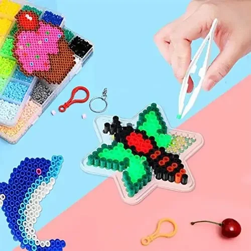 15 Pieces Fuse Beads Boards 5mm Clear Plastic Pegboards with Colorful Cards Kids Craft DIY Toys Perler Hama Beads Pixel Puzzle 5