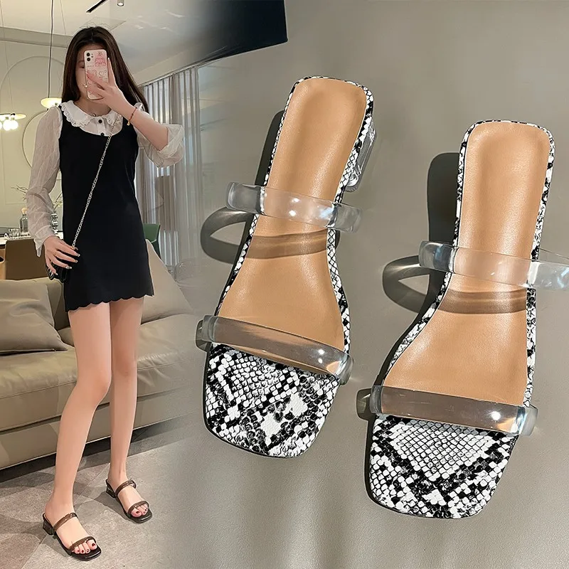 

Casual Basic Med Heel Sandals for Women 2024 New Hot Sale Summer Fashion Rubber Ladies Shoes Square Heel Women's Sandals