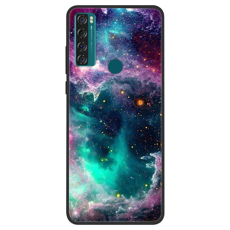 Space Painted Black Silicone TPU Case - Protective Shell Cover