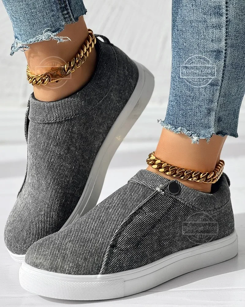 Sneakers Women Snap Button Round Toe Design Buckle Sneakers Ladies Breathable Sport Shoes Platform Vulcanized Shoes Zapatillas 3