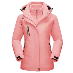 Women's 3-in-1 Waterproof Winter Jacket - Fleece Lined Ski and Outdoor Parka - CN M (US S) (Water Red)