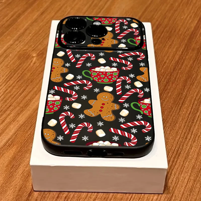 Christmas Gingerbread Man and Snowflake Pattern Phone Case Cover