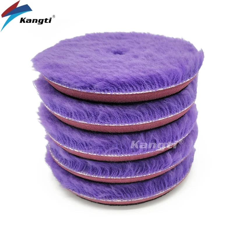 Kangti 5"(125mm)/6"(150mm) High Density Lambs Wool Polishing Pad for Car Waxing Buffing Finishing 6