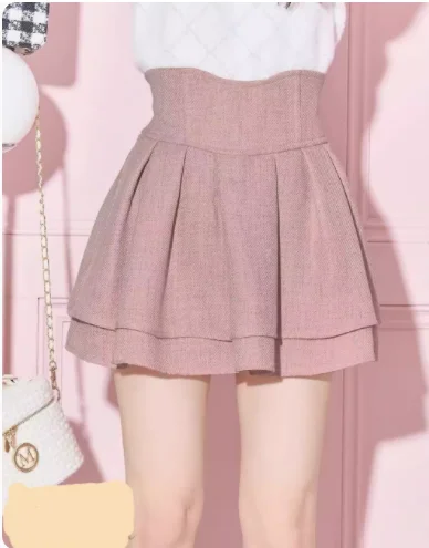 Japanese Style Simple Woman Radian Waistline Slimming Leg-Shaping Short Black Skirt for Women Streetwear Woman Culottes Skirts 5