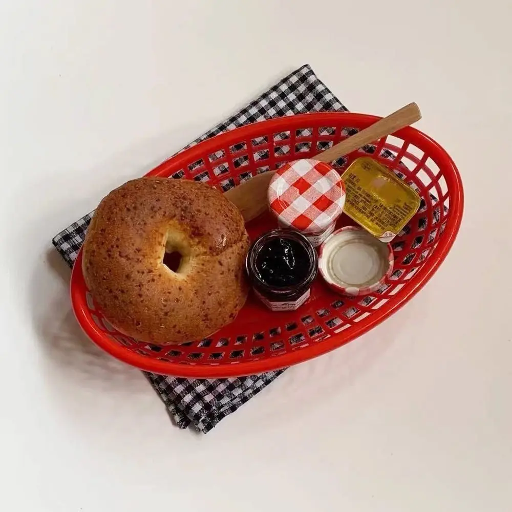 Photo Prop Plastic Food Baskets Reusable Colorful Basket Serving Oval Shape Bread Plate Restaurant Supplies