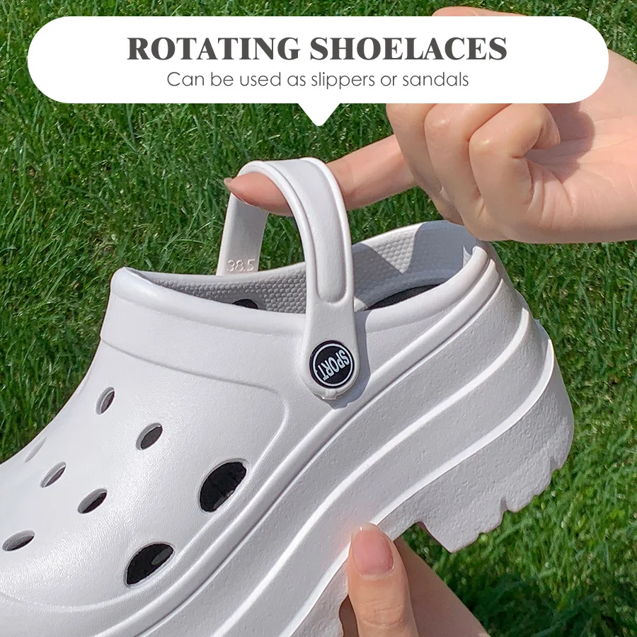 Cave shoes for women with thick soles and increased height for external wear. New summer silent and anti slip beach sandals 3