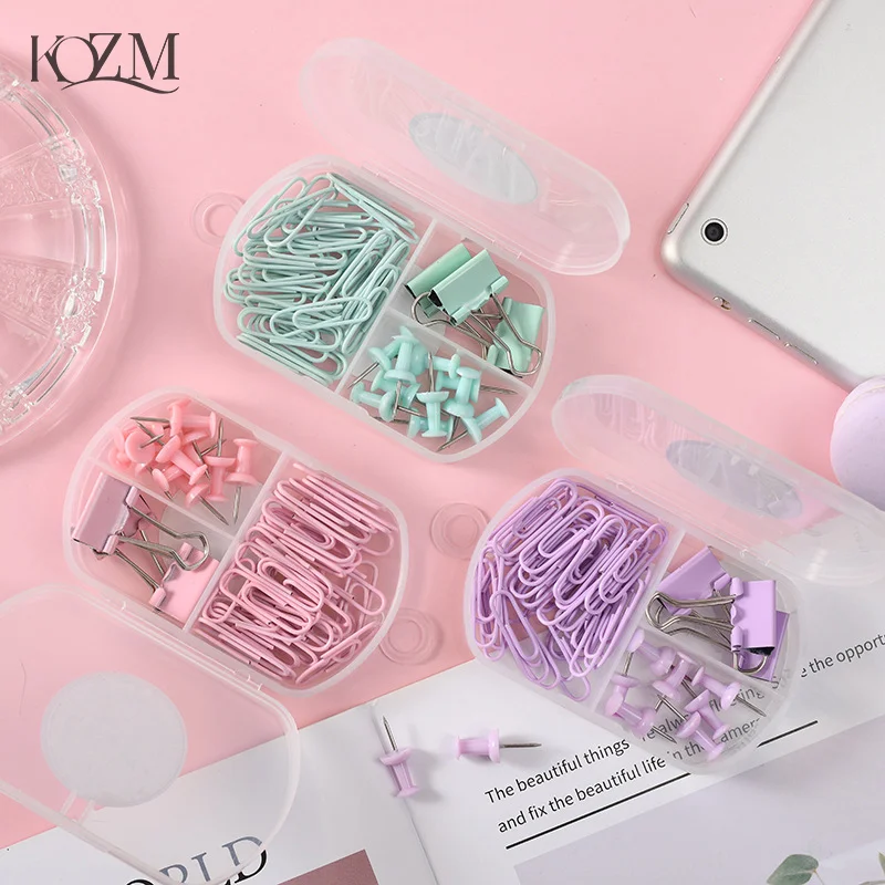 

Multifunctional Combination Push Pins Paper Clips Thumbtack Stationery Metal Clear Binder Clips Set School Office Supplies