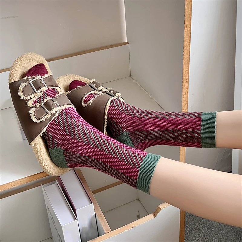 Women's Novelty Fashion Crew Socks - Absorbent & Breathable Autumn Colors