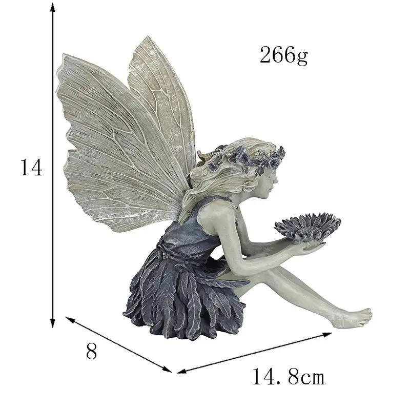 

Wonderland Flower Fairy Statue Garden Decoration Angel Sitting Angel Girl Ornament A4z5 Deco Resin Figurines Outdoor Wing S P8r7