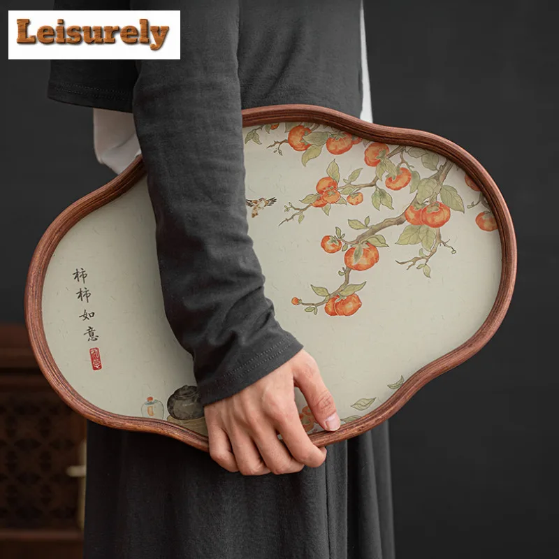 Persimmon Ruyi Bamboo Color Begonia Tea Tray Dessert Candy Tray Coffee Storage Board Decorative Tray Dishes For Serving Teaware