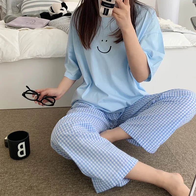 

Women's 2-Piece Pajamas Homewear Spring And Autumn Pajamas Summer Pajamas Women's Short-Sleeved Trousers Casual Homewear Sets