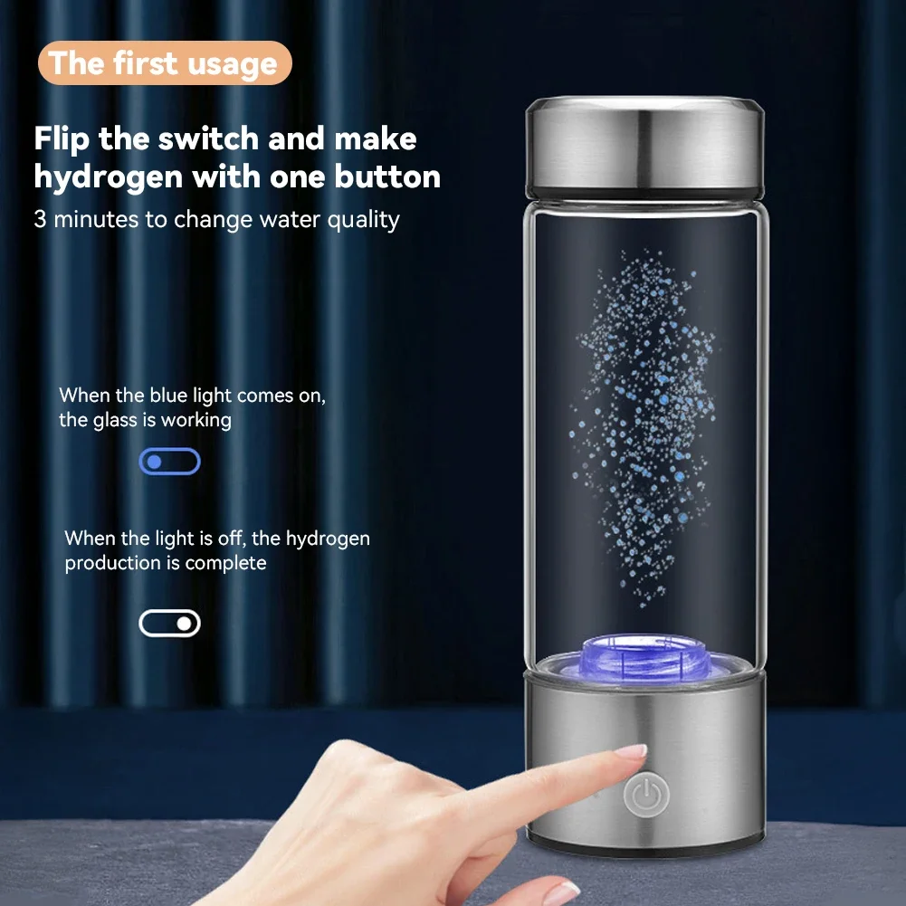 Alkaline Hydrogen Water Ionizer Bottle - USB Rechargeable Antioxidant Generator