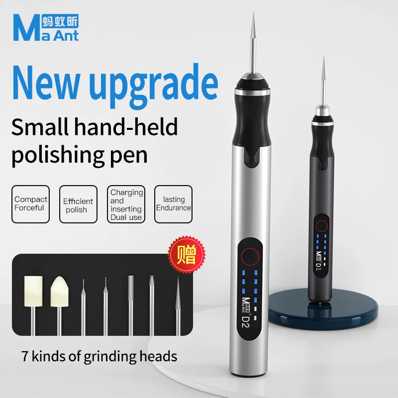 MaAnt D1 Electric Grinding Pen Smart Charging Engraving Pen Phone CPU IC  Polishing Lattice Cutting Tools Set LCD OCA Remover