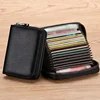 Multi Slot Card Holder Vintage Small Wallet Women Men Business Bank Credit Card Bag Male Coin Pouch Solid Leather Zipper Wallet 1