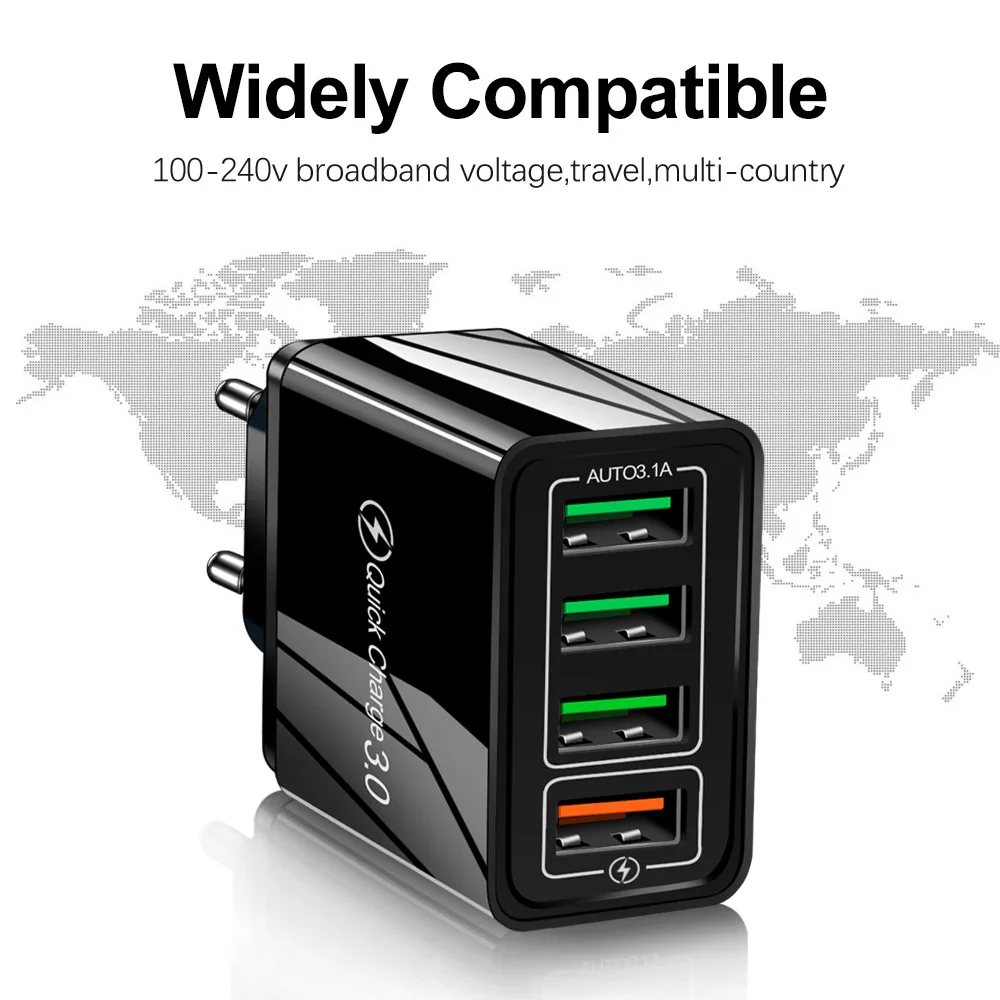 Power Adapter 3.1A USB Quick Charger QC3.0 Mobile Phone Fast Charger For Laptop Macbook Air iPad iPhone15 Pro Samsung Xiaomi Tablets