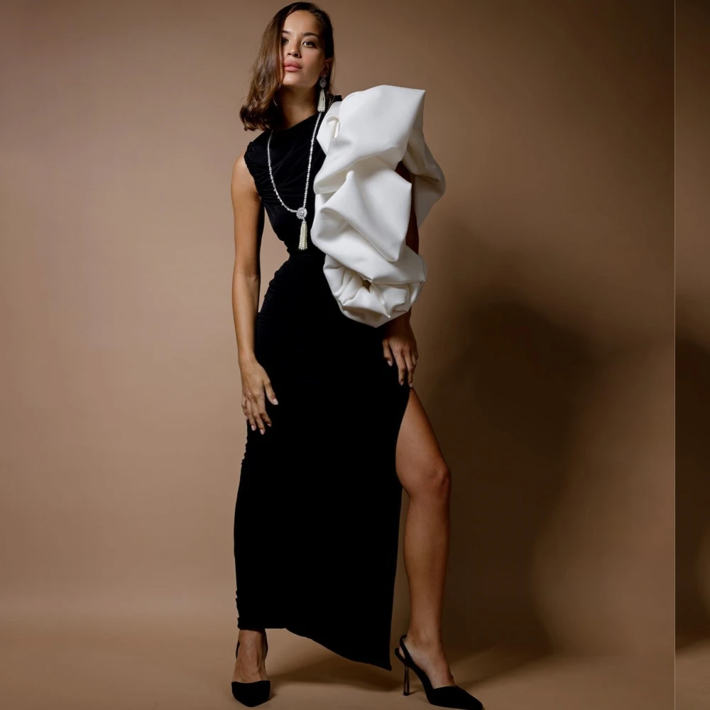 Jiayigong  Jersey Pleat Cocktail Party Column Boat Neck Bespoke Occasion Gown Midi Dresses Saudi Arabia