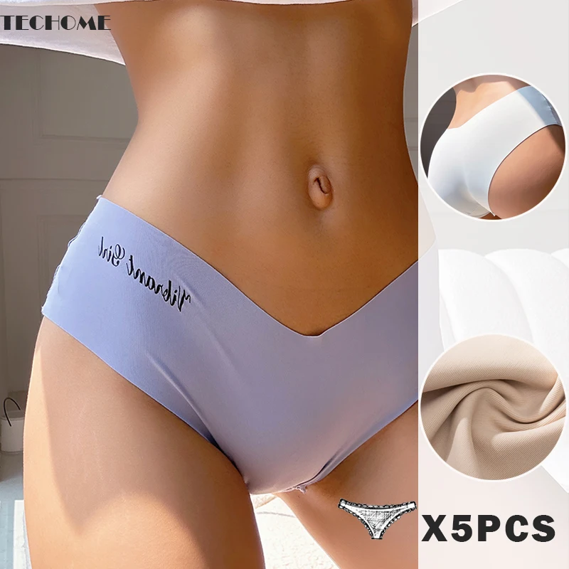 

TECHOME 5PCS Women No Trace Thongs European and American Briefs Sexy Briefs Women Underwear Wide Belt Panties