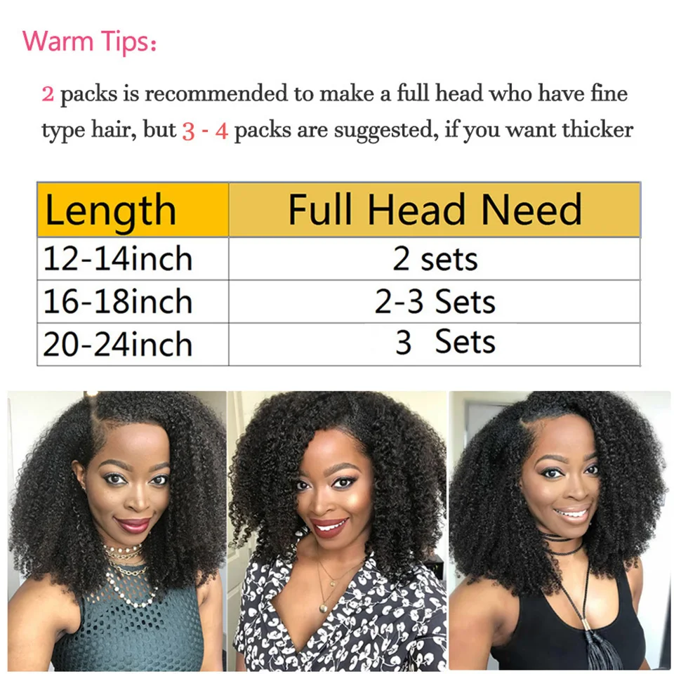 Afro Kinky Curly Clip Ins Hair Extension Human Hair VipBeauty Mongolian Kinky Curly Human Hair Clip Ins Extension 120G Full Head 2
