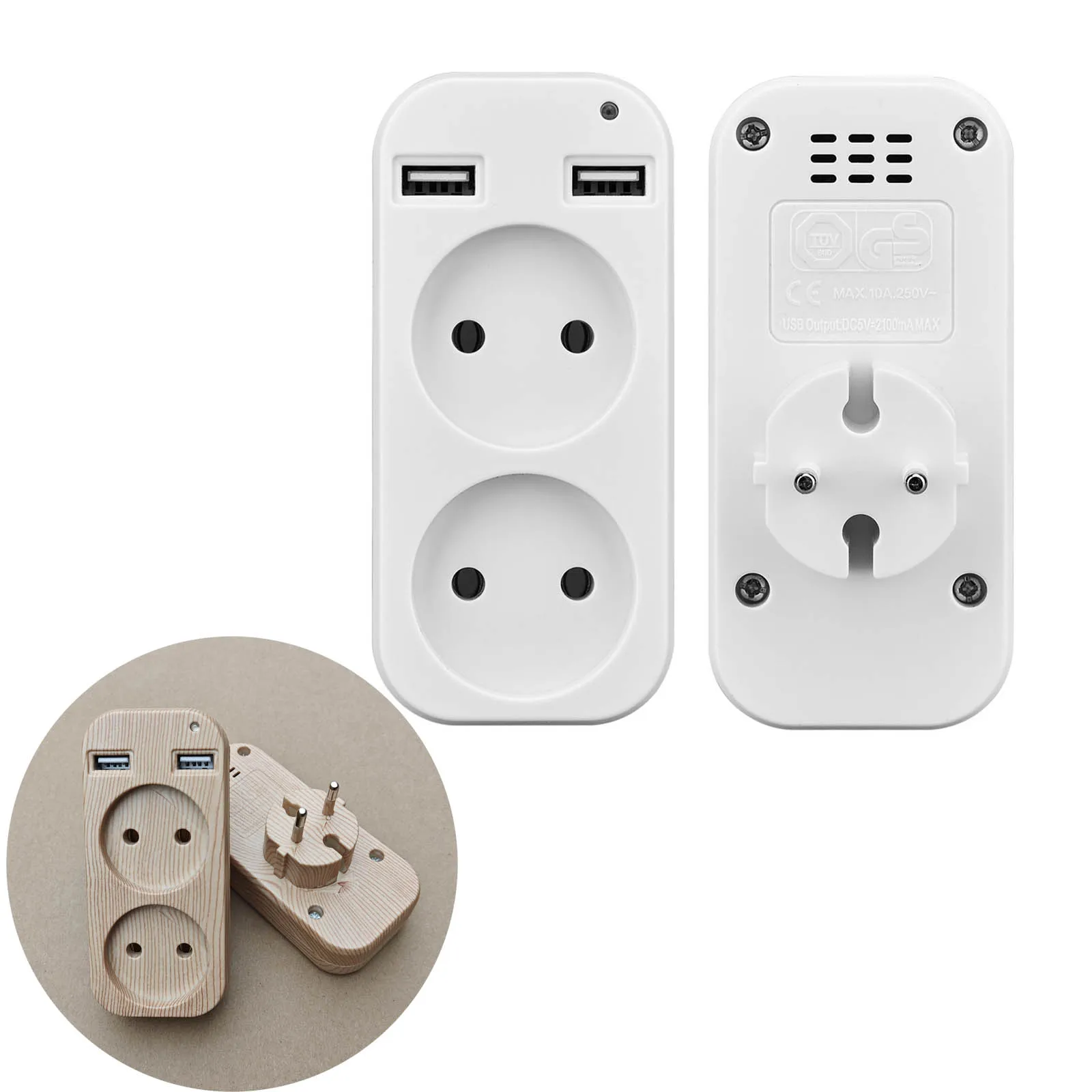 Universal Socket Adapter EU Plug Conversion Plug Multifunctional Socket Extender With 2 USB Charger Multi Outlet for Home/Office