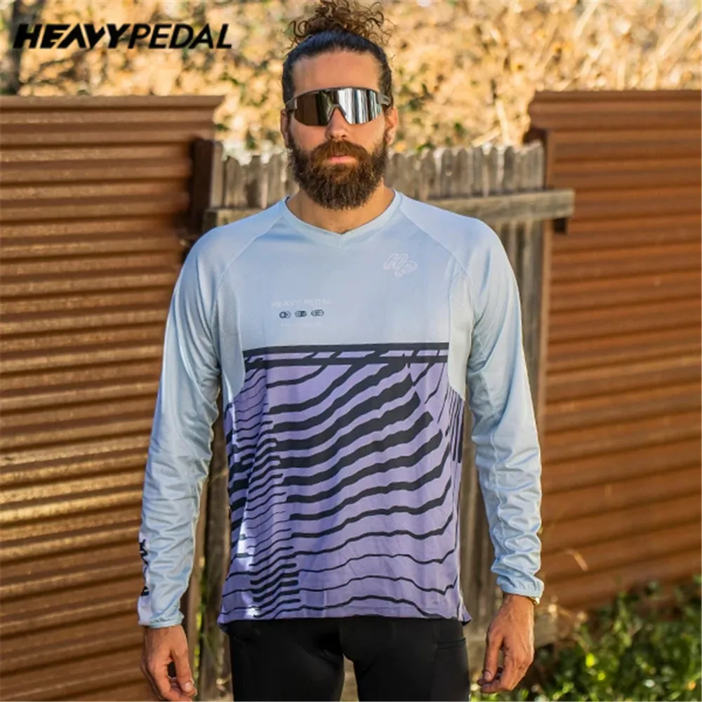 

Heavypedal Cycling Jersey Long Sleeve Motocross MTB Downhill Mountain Bike DH Maillot Ciclismo Hombre Quick Dry Loose-fit Shirt
