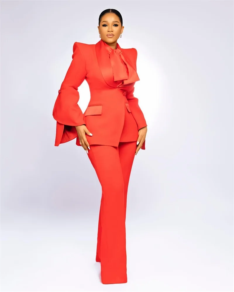 Plus Size Women Suits Office Set 2 Pieces Blazer Flare Pants Mother of the Guest Dresses Prom Party Jacket Women Suit Set