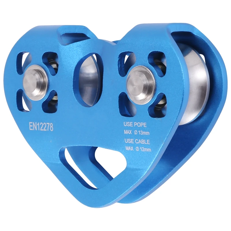 Climbing Pulley Heart-Shape Double Pulley Steel Cable Rope 13Mm 24KN