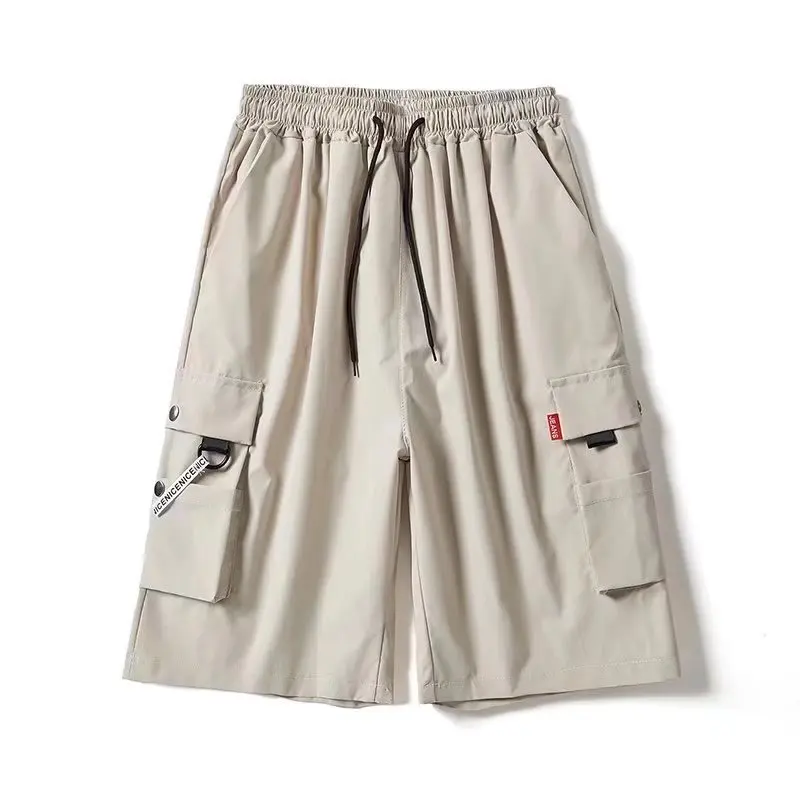 2024 Men Summer Thin Style Trend Fashion Handsome Multiple Pockets Loose Large Size Casual Solid Color Youth All-match Shorts