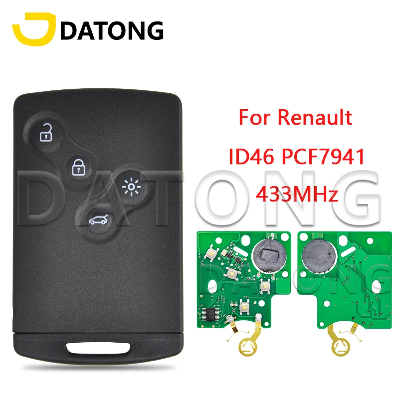 Datong World Car Remote Control Key For Renault Megane III Laguna III Scenic Koleos ID46 PCF7941 Non-Hands Free 433ASK Card