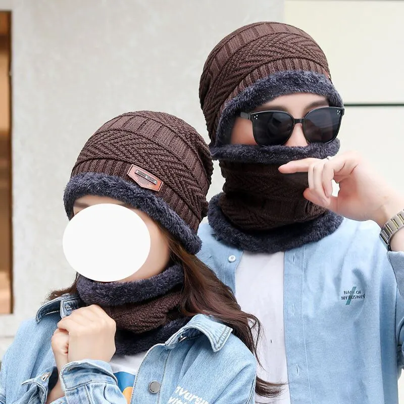 Knitted Hat Knitted Cap Knitted Beanie Cotton Hat Winter Hat Men Women Winter Knitted Woolen Hat Pile Thickened Warmth Cold Cycling Cotton Hat