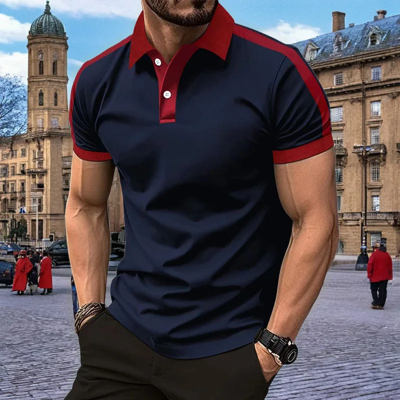 Polo décontracté à manches courtes pour hommes, t-shirt à revers à la mode, polo respirant pour hommes, affaires décontractées pour hommes, été, nouveau