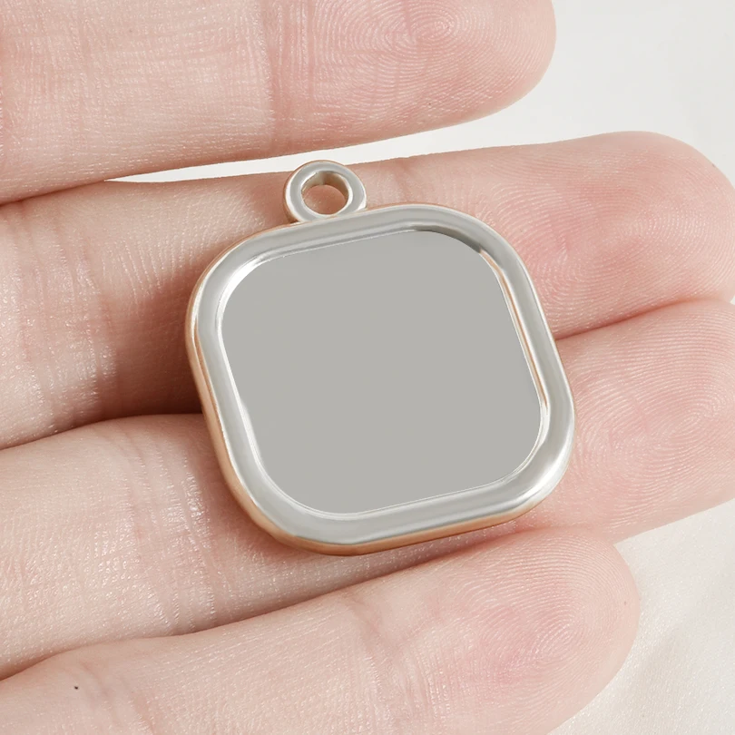 6 Stück Edelstahl Blanko Tablett Anhänger für Dekoration Geometrie Cabochon Einstellungen Basis Charms DIY handgemachte Materialien Zubehör – Detail 7