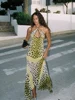 kliou Point Print Irregularly Maxi Dress Women Cross Halter Bandage Hollow Backless Fashion Vestidos Female Evening Party Wear 1