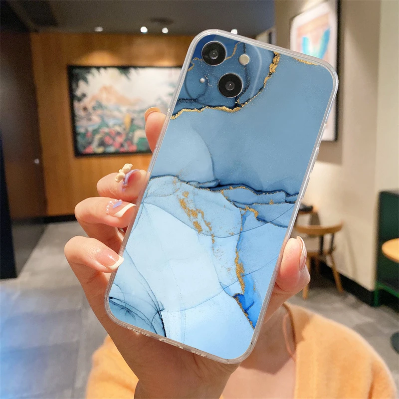 Elegant Marble Transparent Shockproof Silicone Phone Case